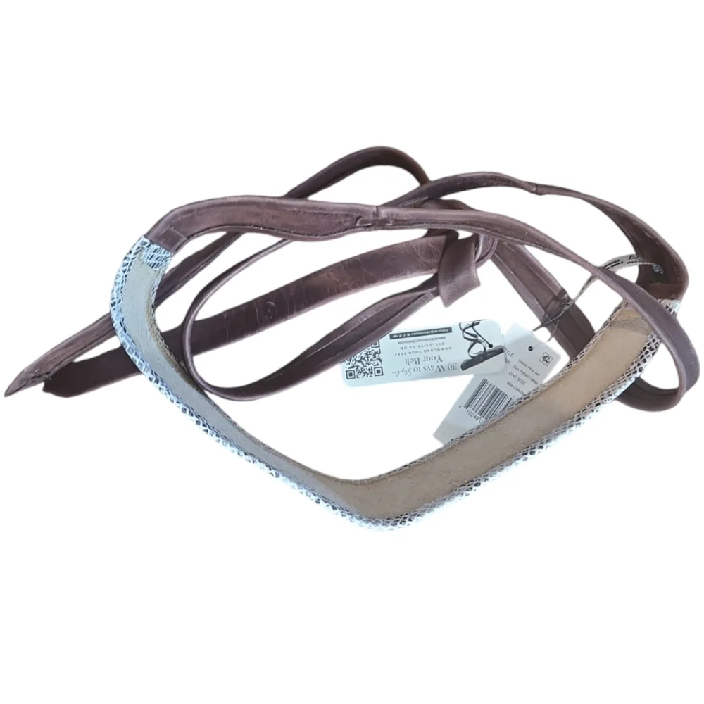 ADA COLLECTION Brown Snake Print Leather Wrap Belt One Size O/S